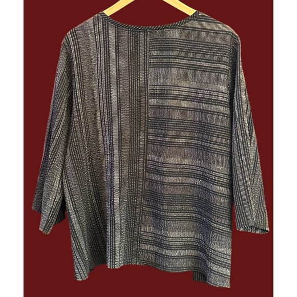 Habitat Black White Geometric Print Button Blouse Minimalist Modern XL Relaxed - Picture 2 of 6